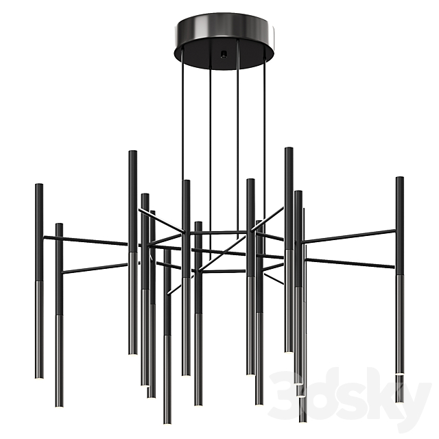 Metal Tubular Chandelier 3ds Max - thumbnail 2