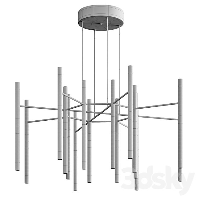 Metal Tubular Chandelier 3ds Max - thumbnail 3