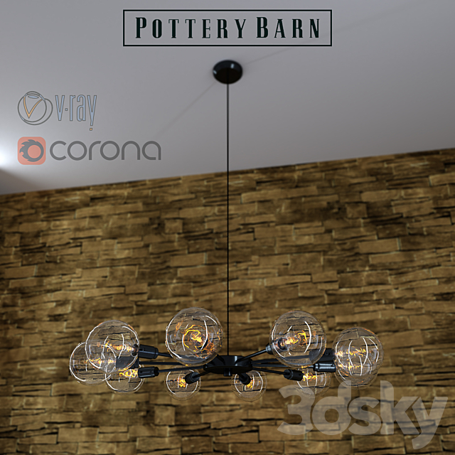 Mid century orb chandelier by Pottery Barn 3DSMax File - thumbnail 1