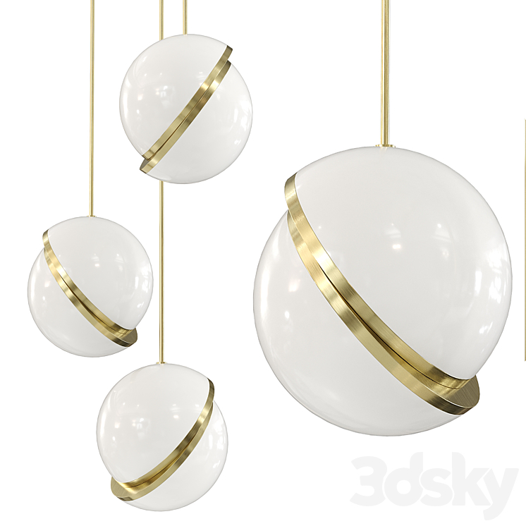 Mini Crescent 3 Piece Chandelier Suspension 3DS Max Model - thumbnail 1