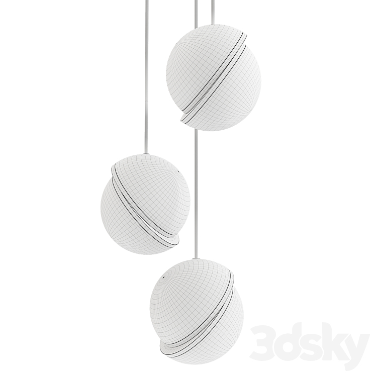 Mini Crescent 3 Piece Chandelier Suspension 3DS Max Model - thumbnail 2