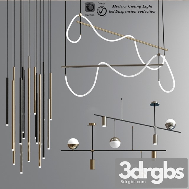 Modern ceiling light led suspension collection 3dsmax Download - thumbnail 1