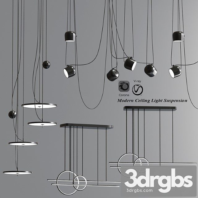 Modern Ceiling Light Suspension Pendant 3dsmax Download - thumbnail 1