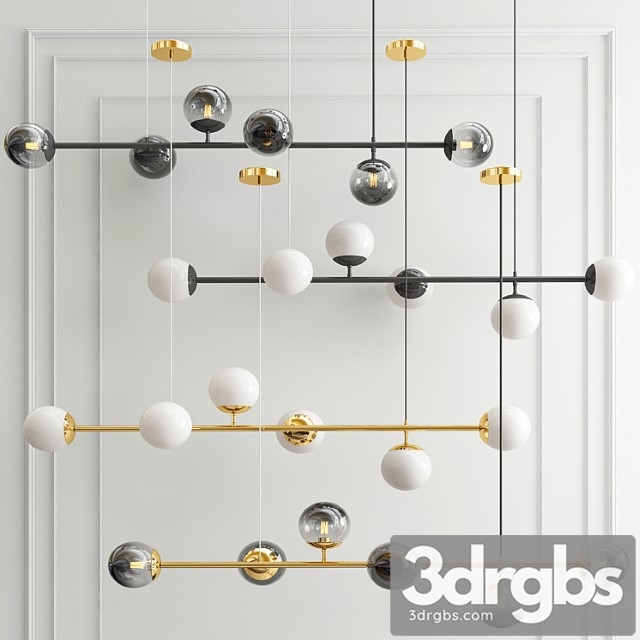 Modern chandelier and glass ball 3dsmax Download - thumbnail 1