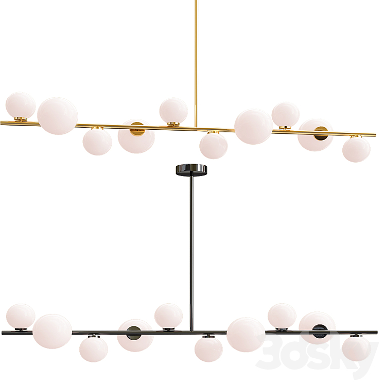 Modern Chandelier Led Gold Black Bar 3DS Max Model - thumbnail 1