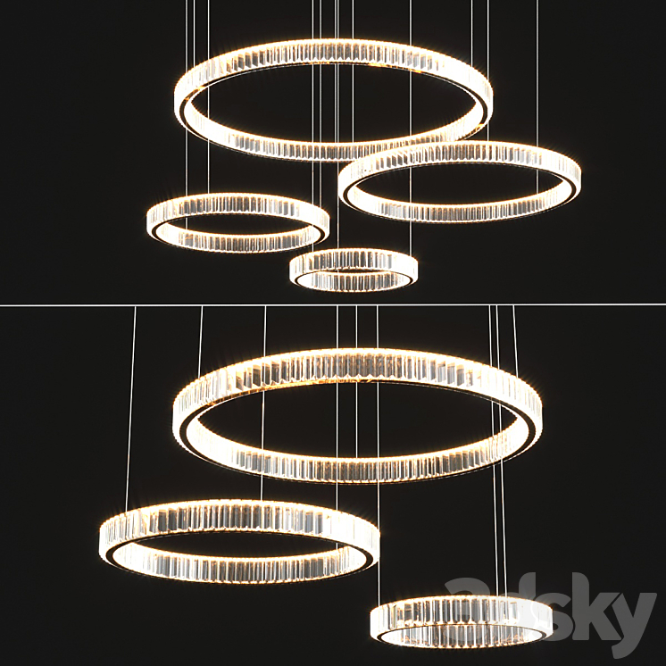 Modern Crystal Chandelier Set 3DS Max Model - thumbnail 1