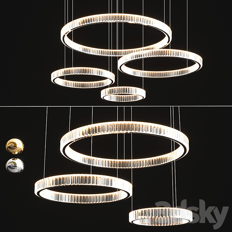 Modern Crystal Chandelier Set 3DS Max Model - thumbnail 2