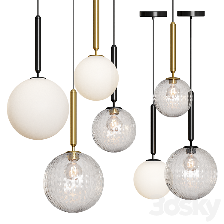 Modern Glass Ball Led Pendant Lamp 3DS Max Model - thumbnail 1