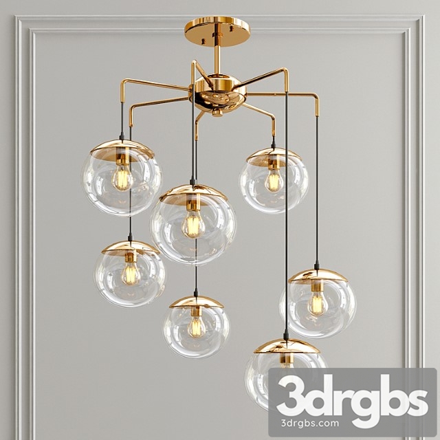 Modern Handcrafted Brass Glass Bubbles Chandelier 3dsmax Download - thumbnail 1