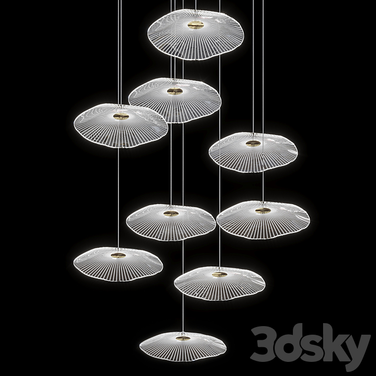 Modern LED ceiling lamp Ing in the form of a lotus leaf 3DS Max Model - thumbnail 3