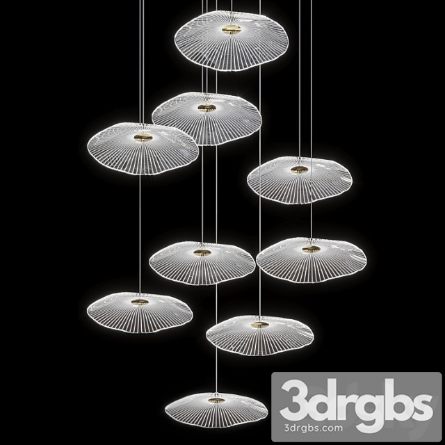 Modern led ceiling lamp ing in the form of a lotus leaf 3dsmax Download - thumbnail 1