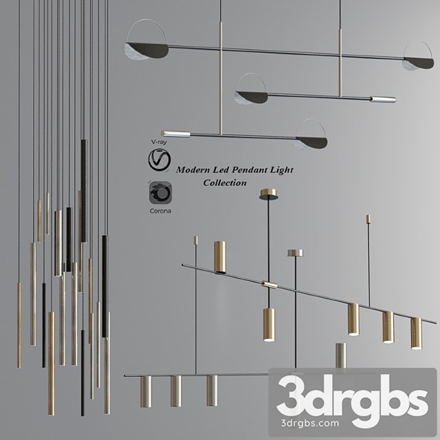 Modern led pendant light collection 3dsmax Download - thumbnail 1