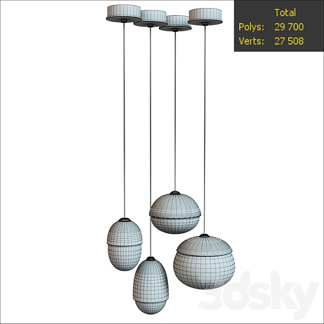 Modern Nodic Wood Acrylic Pendant Lamp Suspension Light Lighting Fixture DIY 3DS Max Model - thumbnail 2