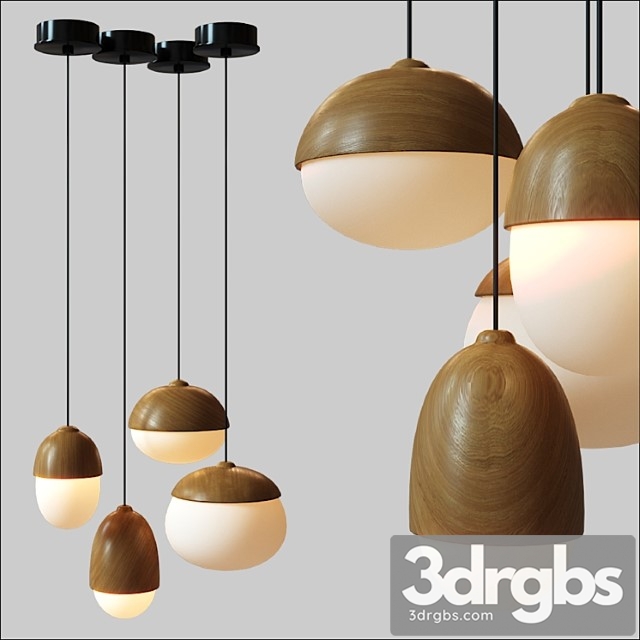 Modern Nodic Wood Acrylic Pendant Lamp Suspension Light Lighting Fixture DIY 3dsmax Download - thumbnail 1