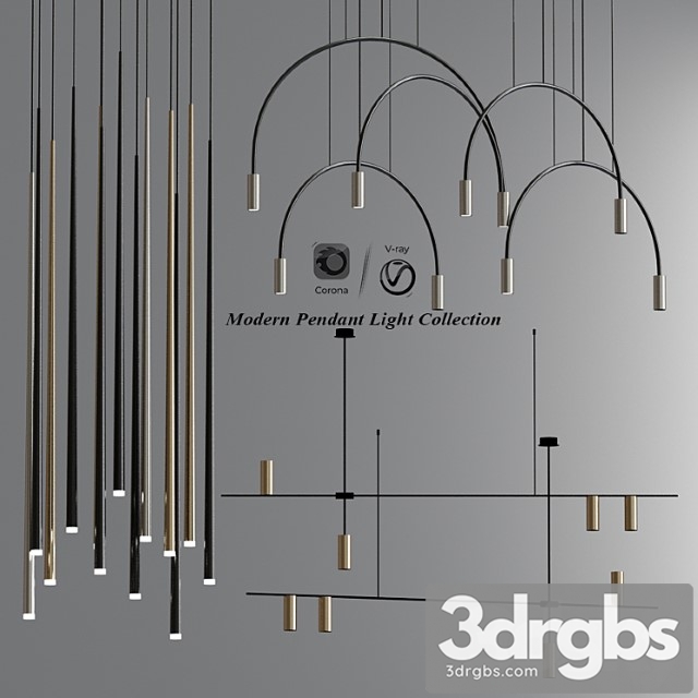 Modern pendant light collection 3dsmax Download - thumbnail 1