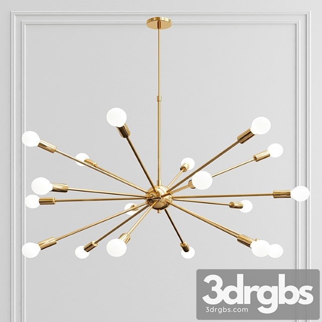 Modern Polished Brass Sputnik Chandelier 3dsmax Download - thumbnail 1