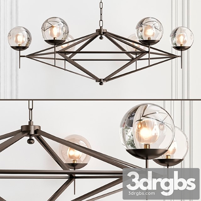 Modern Pyramid Glass Globes Chandelier 3dsmax Download - thumbnail 1