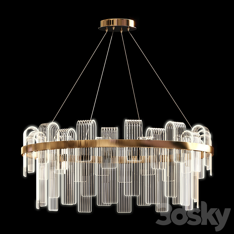 Modern round led chandelier 3DS Max Model - thumbnail 1