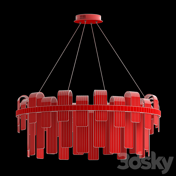 Modern round led chandelier 3DS Max Model - thumbnail 2