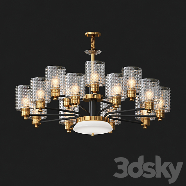 Moderno Metal Dorado Led Lamparas de Arana 3DSMax File - thumbnail 1