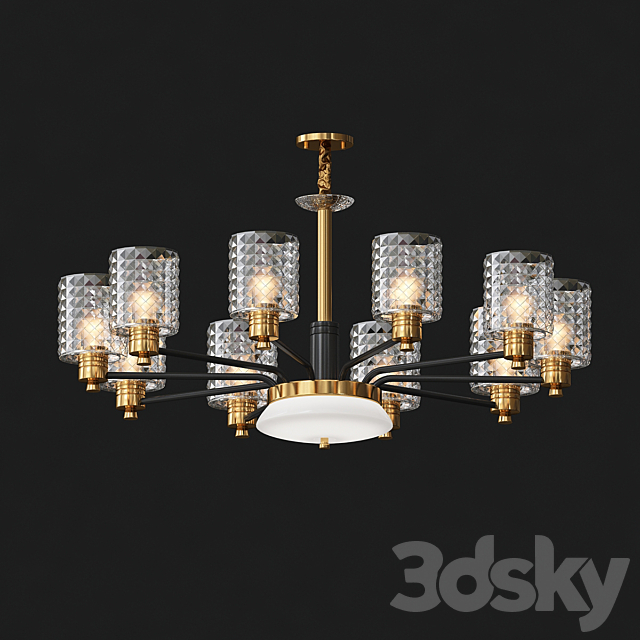 Moderno Metal Dorado Led Lamparas de Arana 3DSMax File - thumbnail 2