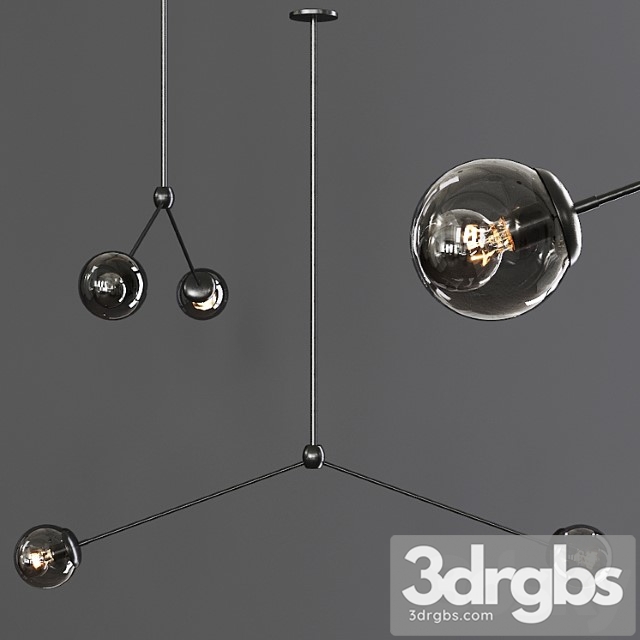 Modo pendant 2 globes black and gray glass 3dsmax Download - thumbnail 1