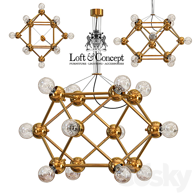 Molecule Gold Chandelier 12 3DSMax File - thumbnail 1