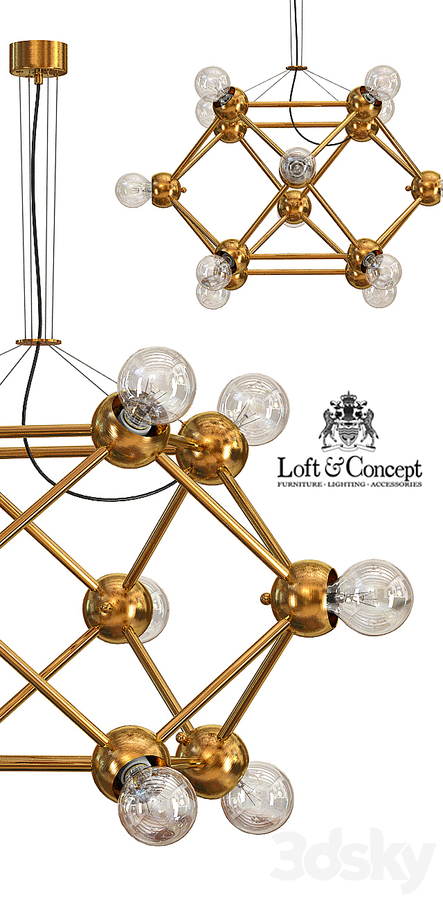 Molecule Gold Chandelier 12 3DSMax File - thumbnail 2