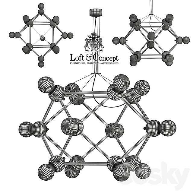 Molecule Gold Chandelier 12 3DSMax File - thumbnail 3