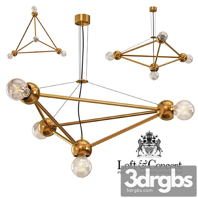 Molecule Gold Chandelier 4 3dsmax Download - thumbnail 1