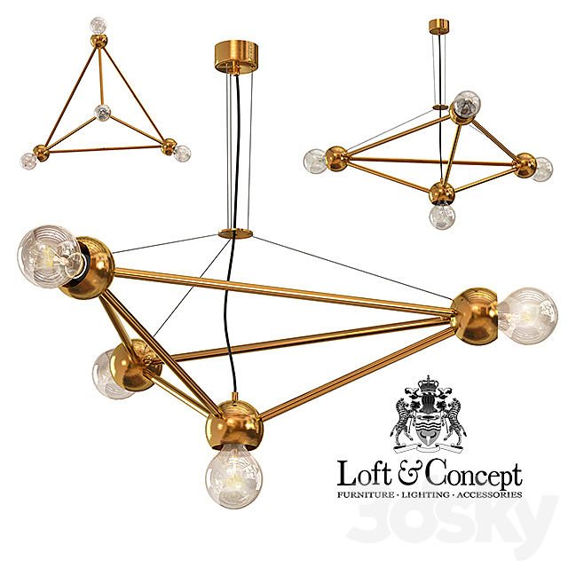 Molecule Gold Chandelier 4 3DSMax File - thumbnail 1