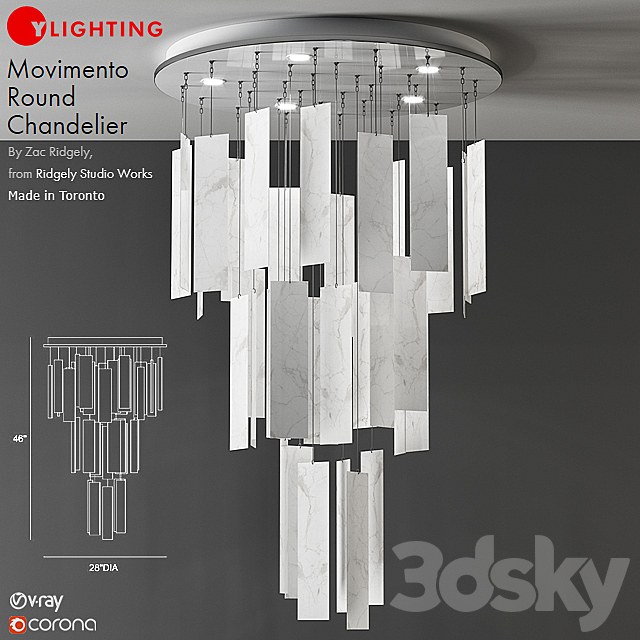 Movimento Round Chandelier 3DSMax File - thumbnail 1