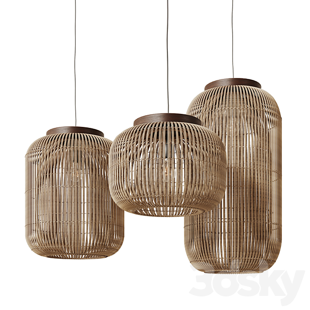 Natural Rattan Hanging Lamp 3ds Max - thumbnail 1