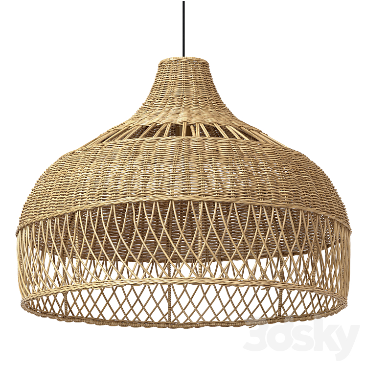 New wicker round tulip skirt rattan light 3DS Max Model - thumbnail 1