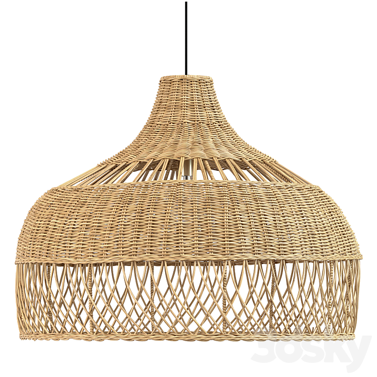 New wicker round tulip skirt rattan light 3DS Max Model - thumbnail 2