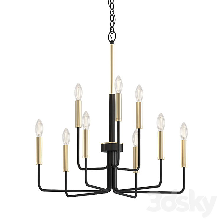 Nine Light Chandelier 3DS Max Model - thumbnail 1