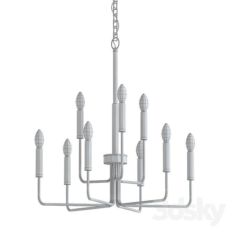 Nine Light Chandelier 3DS Max Model - thumbnail 2