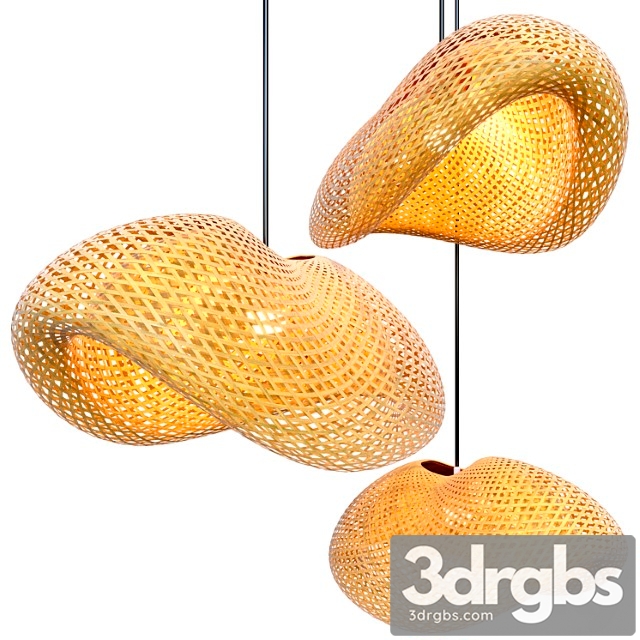 Nordic led wood pendant lamp bamboo - thumbnail 1