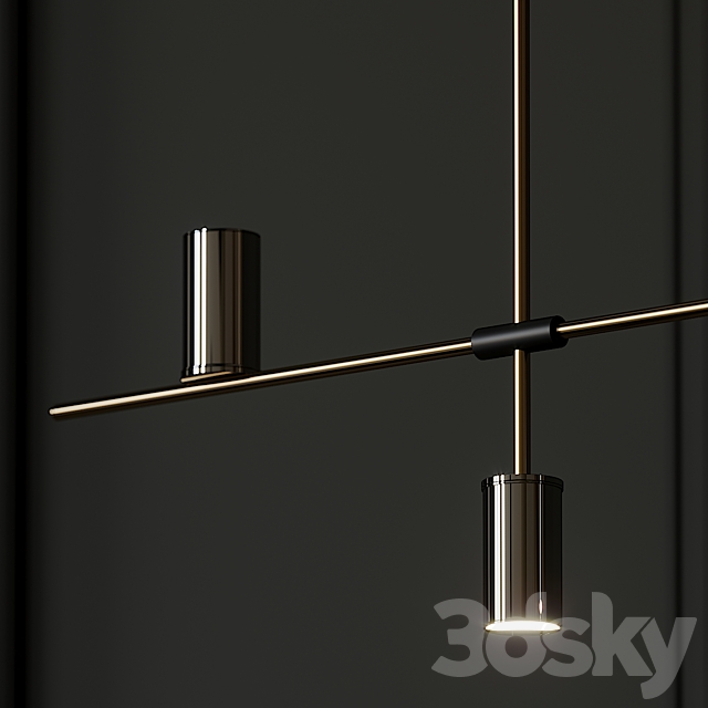 Nordic Light Luxury Long Chandelier 3DS Max Model - thumbnail 3