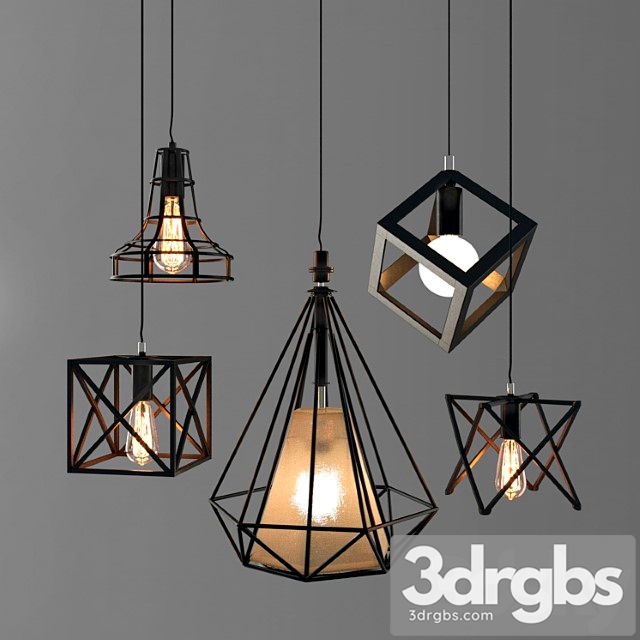 Nordic Retro Wrought Iron Industrial Chandelier Part 2 1 3dsmax Download - thumbnail 1