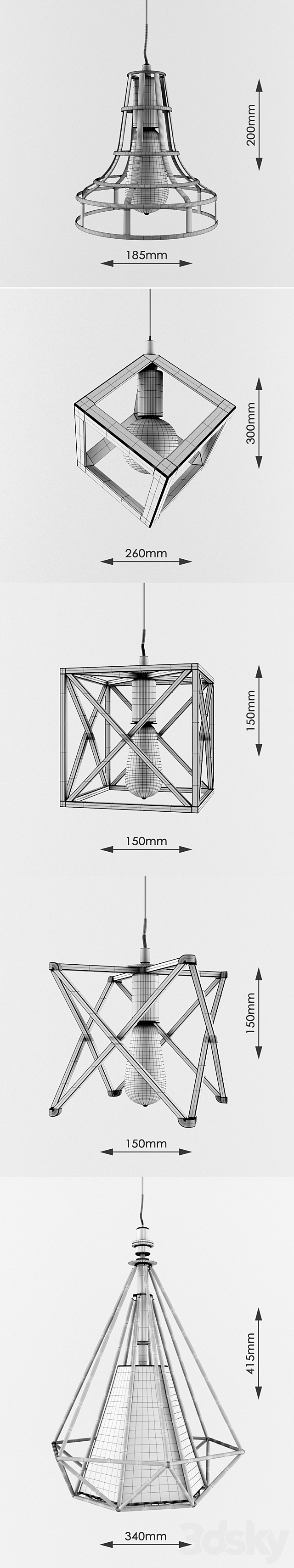 Nordic retro wrought iron industrial Chandelier part-2 3DSMax File - thumbnail 2