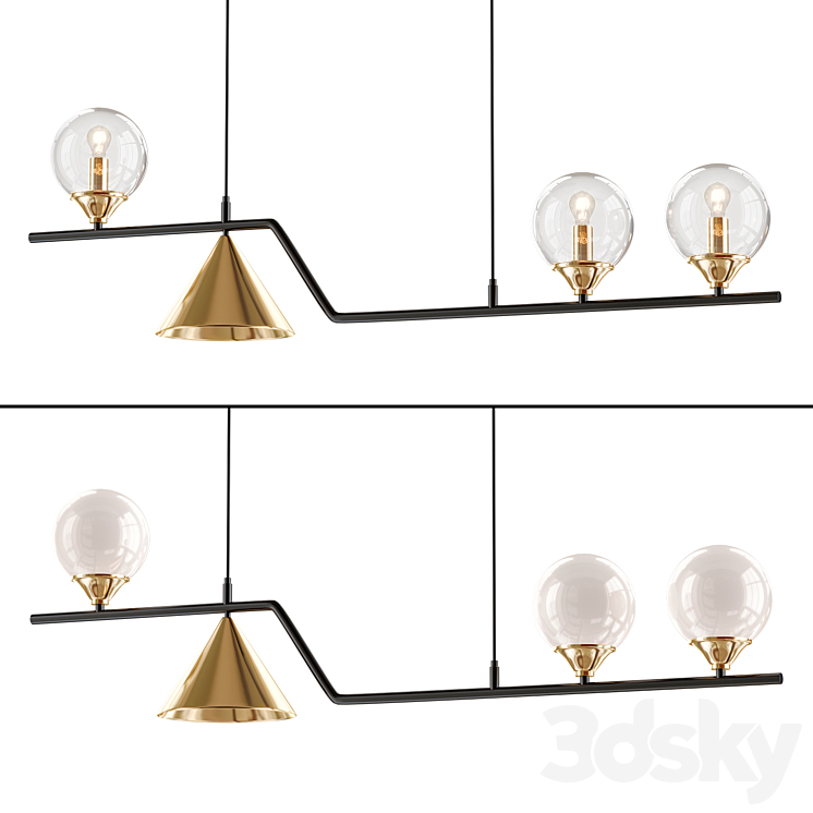 Nordic Style Black Chandelier 3DS Max Model - thumbnail 1