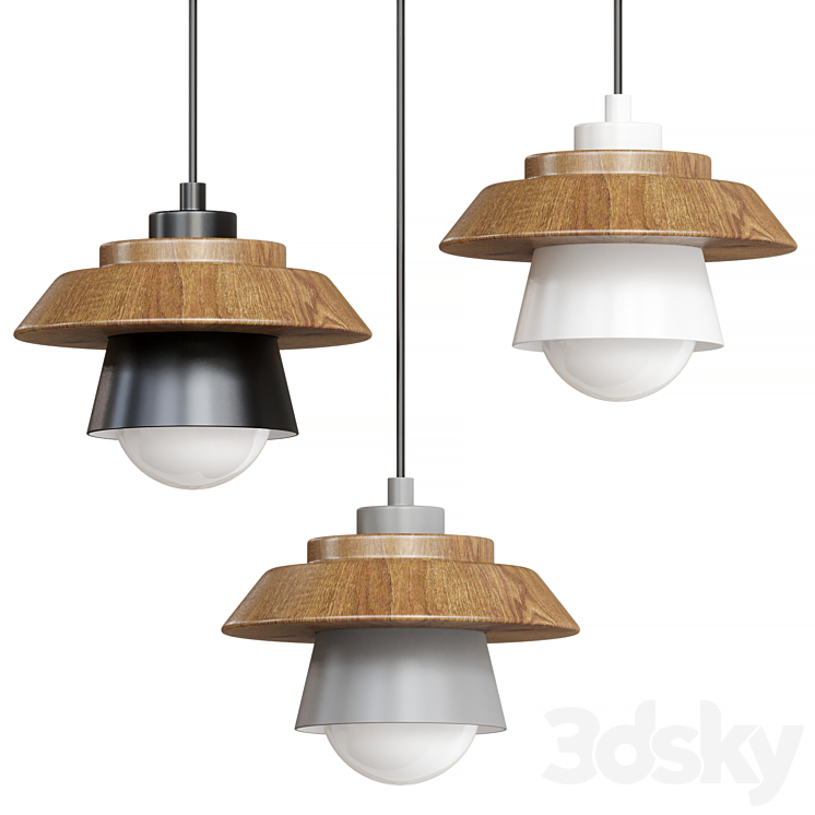 NORDIC WOOD HANGING PENDANT CEILING LIGHT 3DS Max Model - thumbnail 1