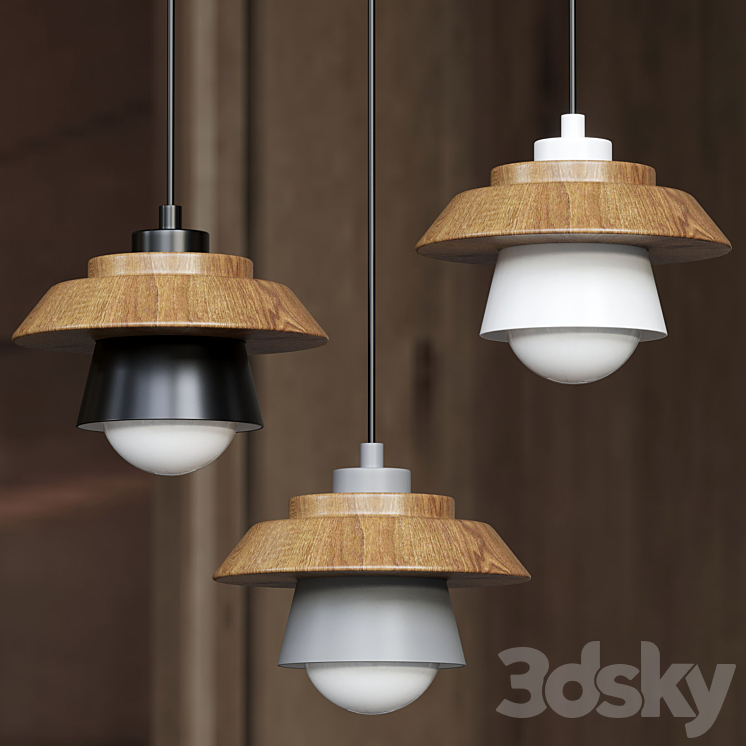 NORDIC WOOD HANGING PENDANT CEILING LIGHT 3DS Max Model - thumbnail 2