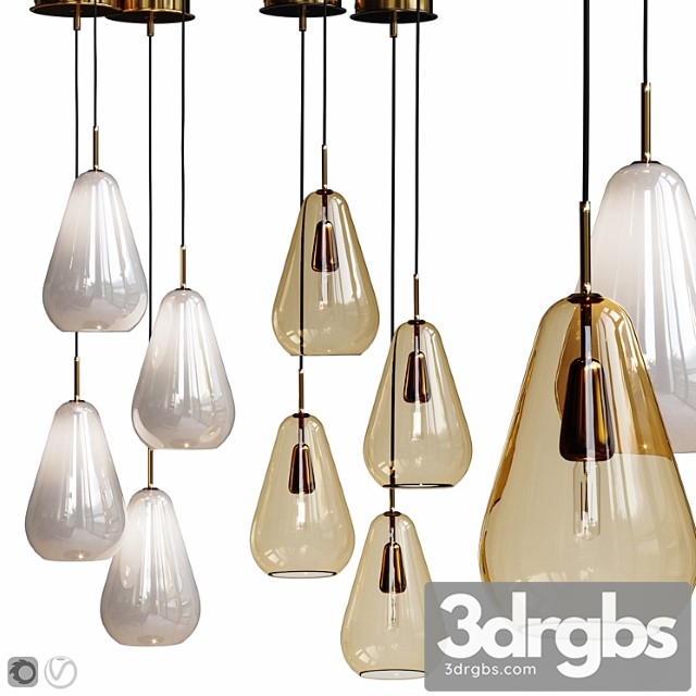 Nuura Anoli Medium 1 Pendant Gold and White Glass Shade 3dsmax Download - thumbnail 1