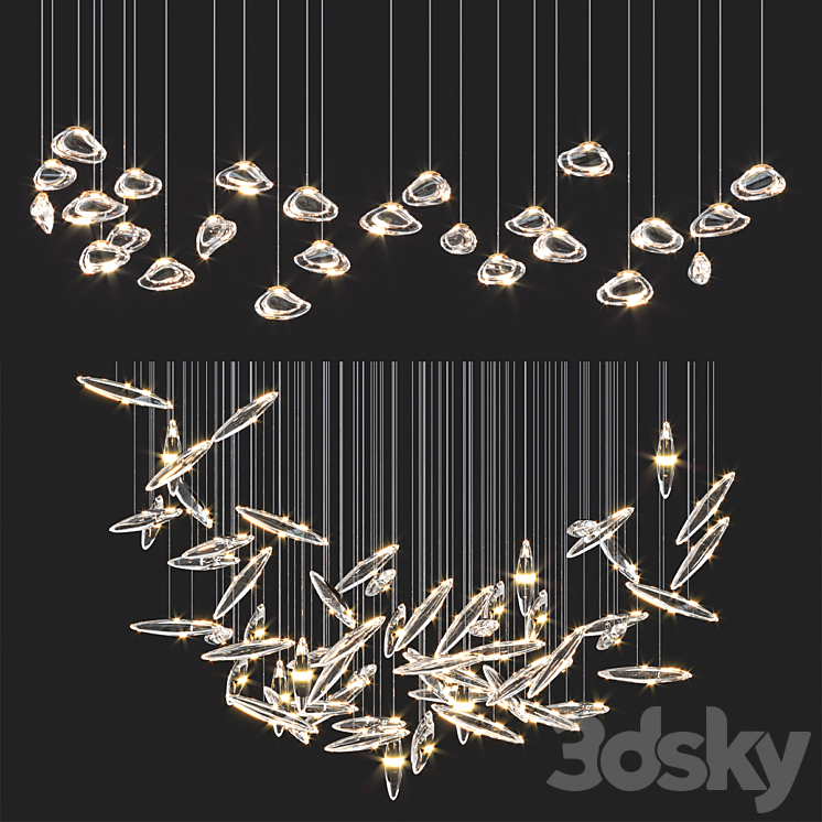 Ocher Droplight Chandelrers 3DS Max Model - thumbnail 1