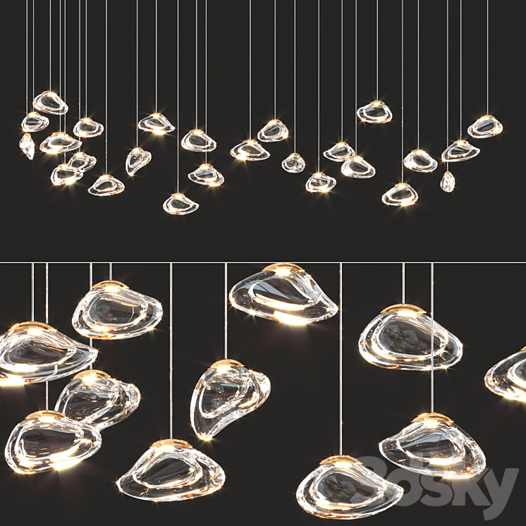 Ocher Droplight Chandelrers 3DS Max Model - thumbnail 2