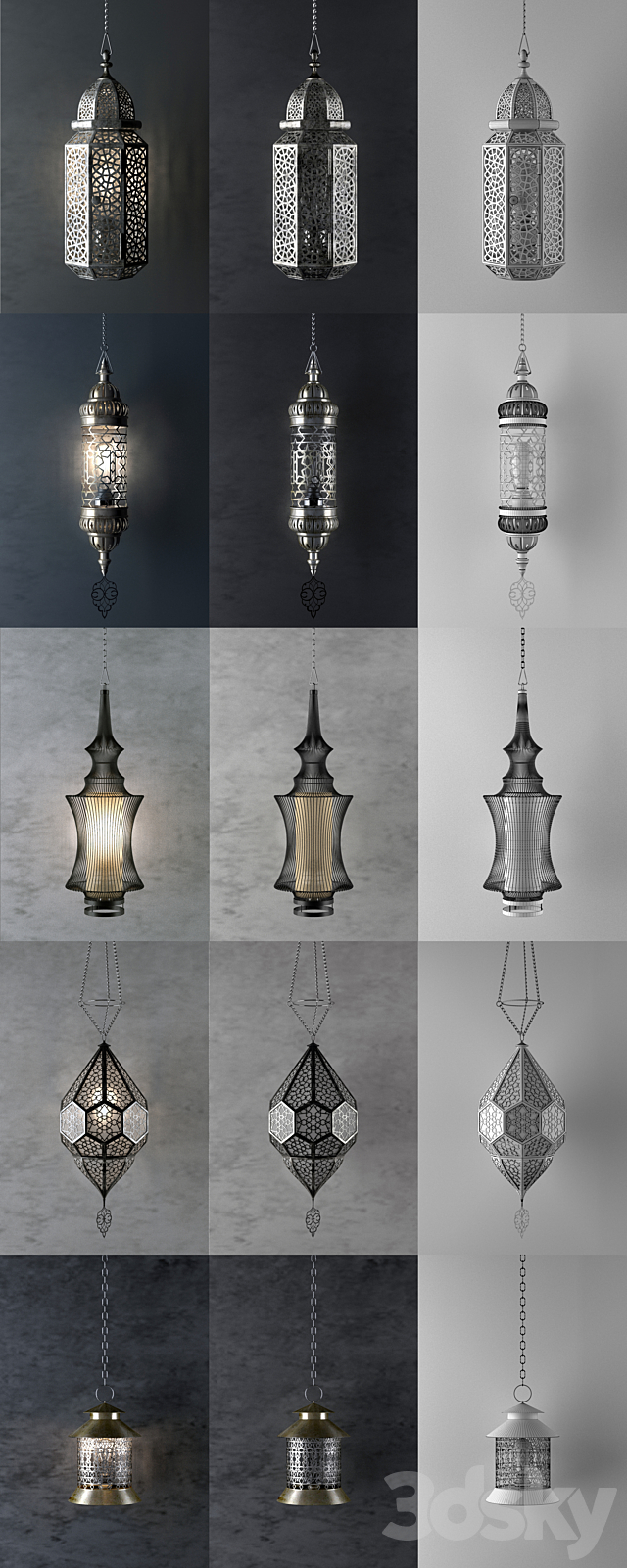 Oriental lamps 3DS Max Model - thumbnail 2