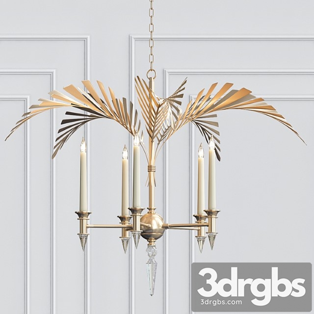 Palm Frond 5 Light Chandelier 3dsmax Download - thumbnail 1