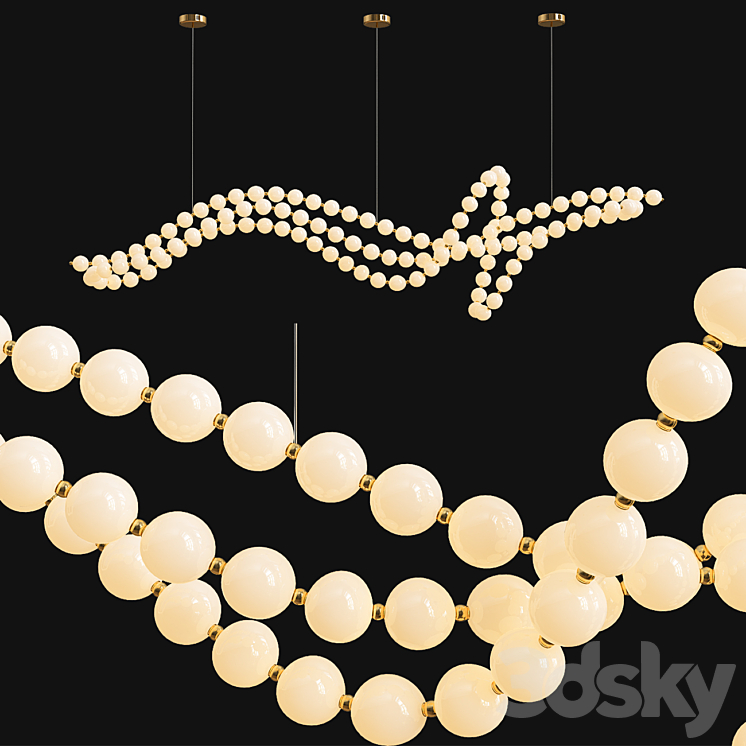 Pearl Necklace Chandelier 3DS Max Model - thumbnail 2